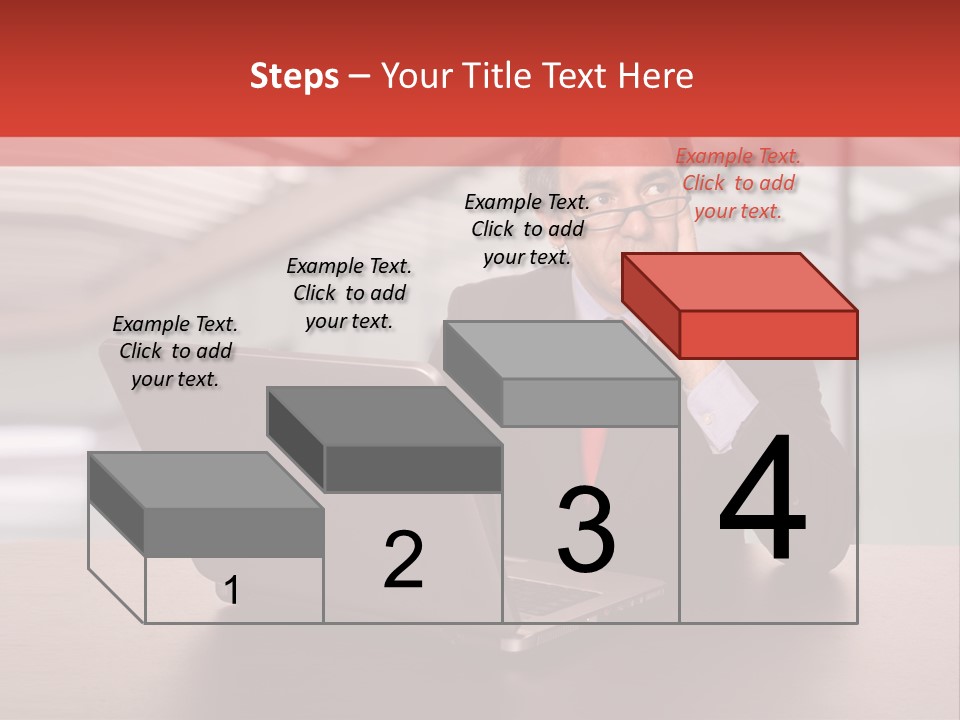 Mature Business Man Working With His Laptop PowerPoint Template