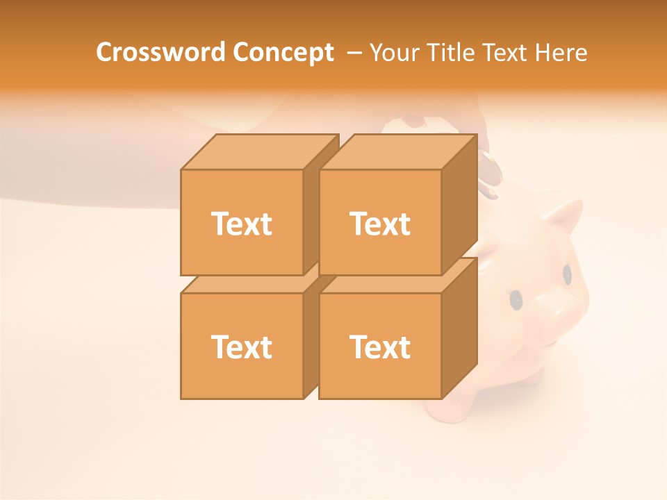 Hand Putting Coin Into Piggy Bank. PowerPoint Template