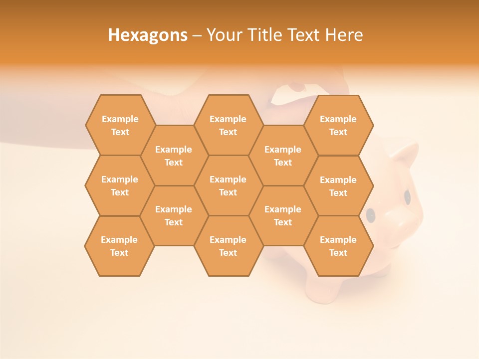 Hand Putting Coin Into Piggy Bank. PowerPoint Template