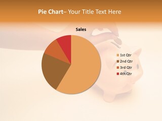 Hand Putting Coin Into Piggy Bank. PowerPoint Template