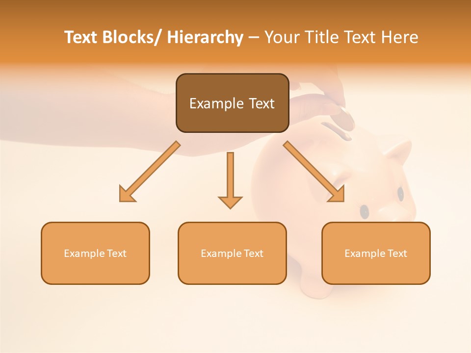 Hand Putting Coin Into Piggy Bank. PowerPoint Template