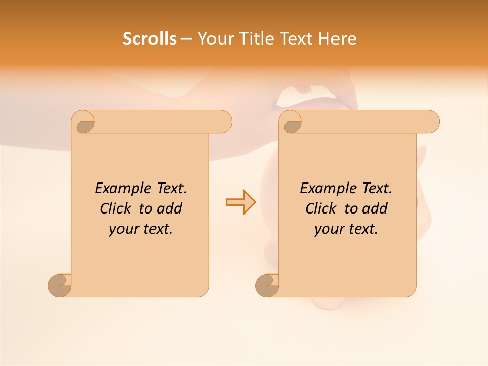 Hand Putting Coin Into Piggy Bank. PowerPoint Template