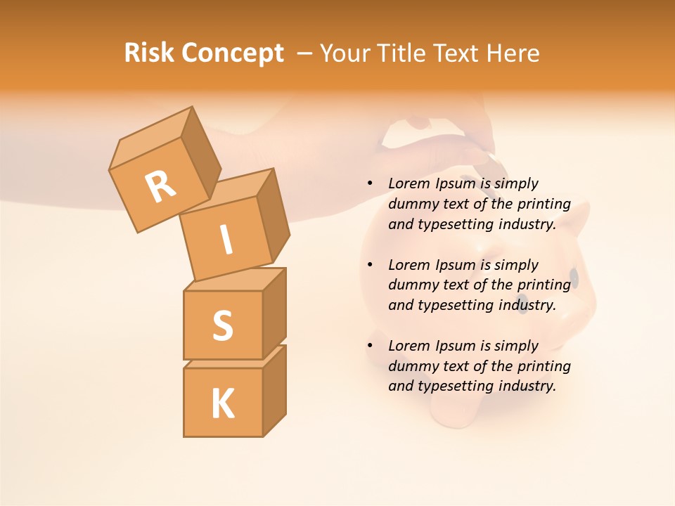 Hand Putting Coin Into Piggy Bank. PowerPoint Template