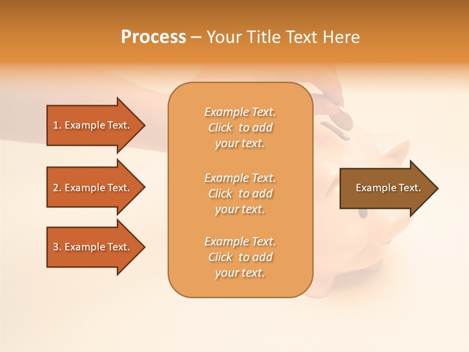 Hand Putting Coin Into Piggy Bank. PowerPoint Template