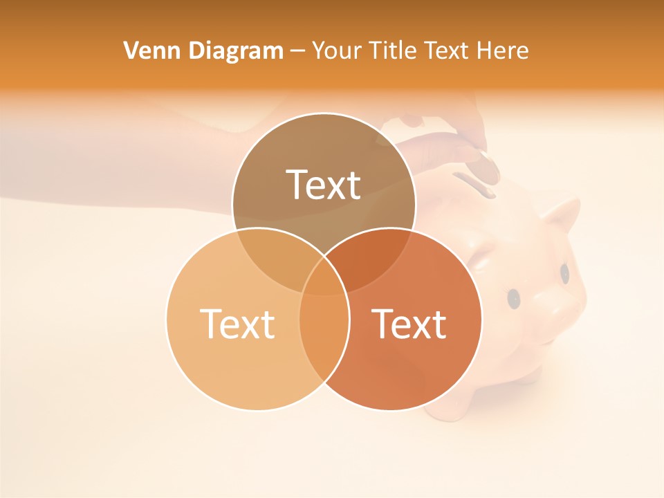 Hand Putting Coin Into Piggy Bank. PowerPoint Template