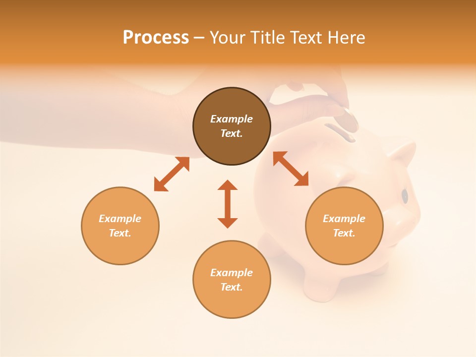 Hand Putting Coin Into Piggy Bank. PowerPoint Template