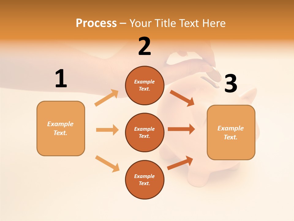 Hand Putting Coin Into Piggy Bank. PowerPoint Template