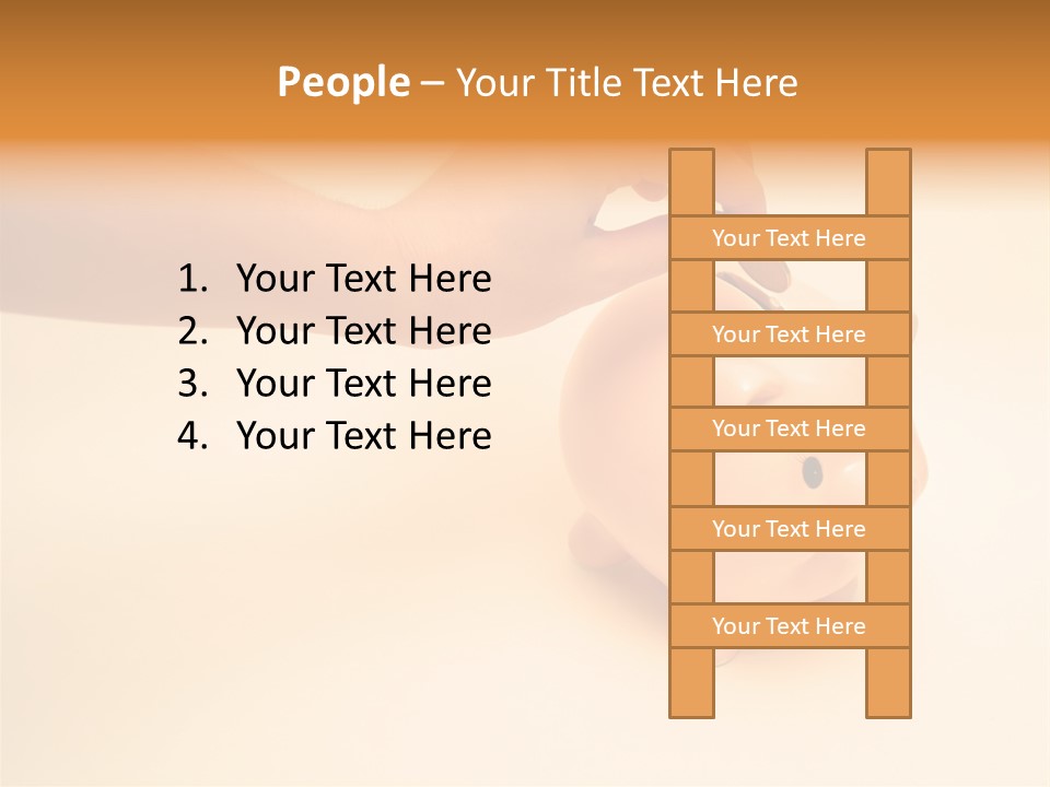 Hand Putting Coin Into Piggy Bank. PowerPoint Template