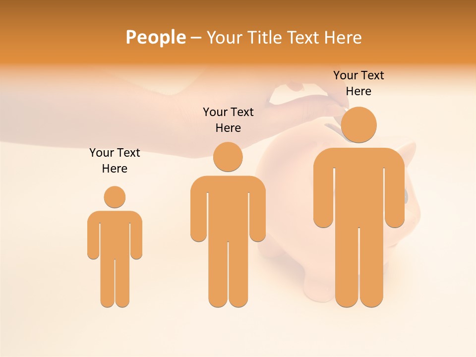 Hand Putting Coin Into Piggy Bank. PowerPoint Template