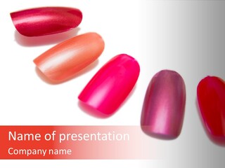 Three Different Shades Of Nail Polish On A White Background PowerPoint Template