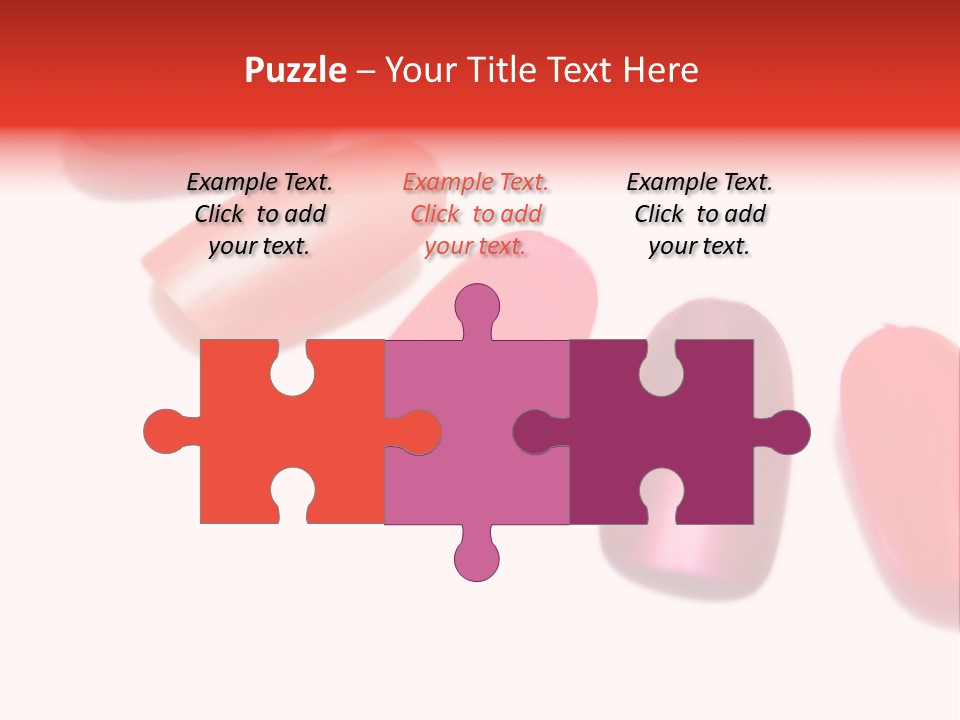 Three Different Shades Of Nail Polish On A White Background PowerPoint Template