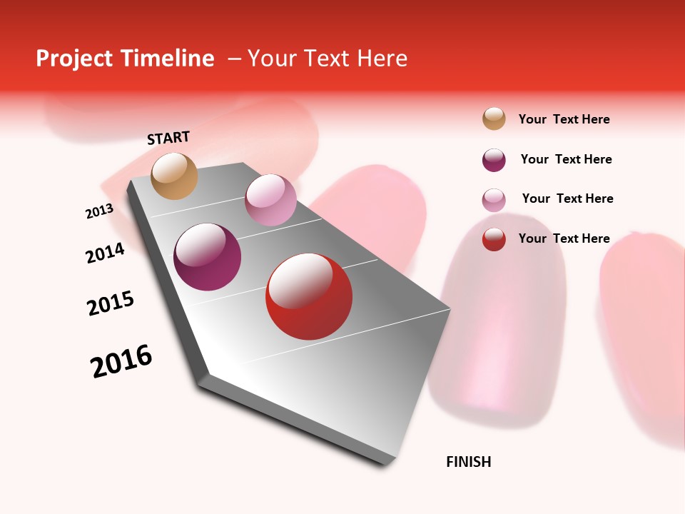 Three Different Shades Of Nail Polish On A White Background PowerPoint Template