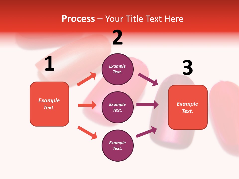 Three Different Shades Of Nail Polish On A White Background PowerPoint Template