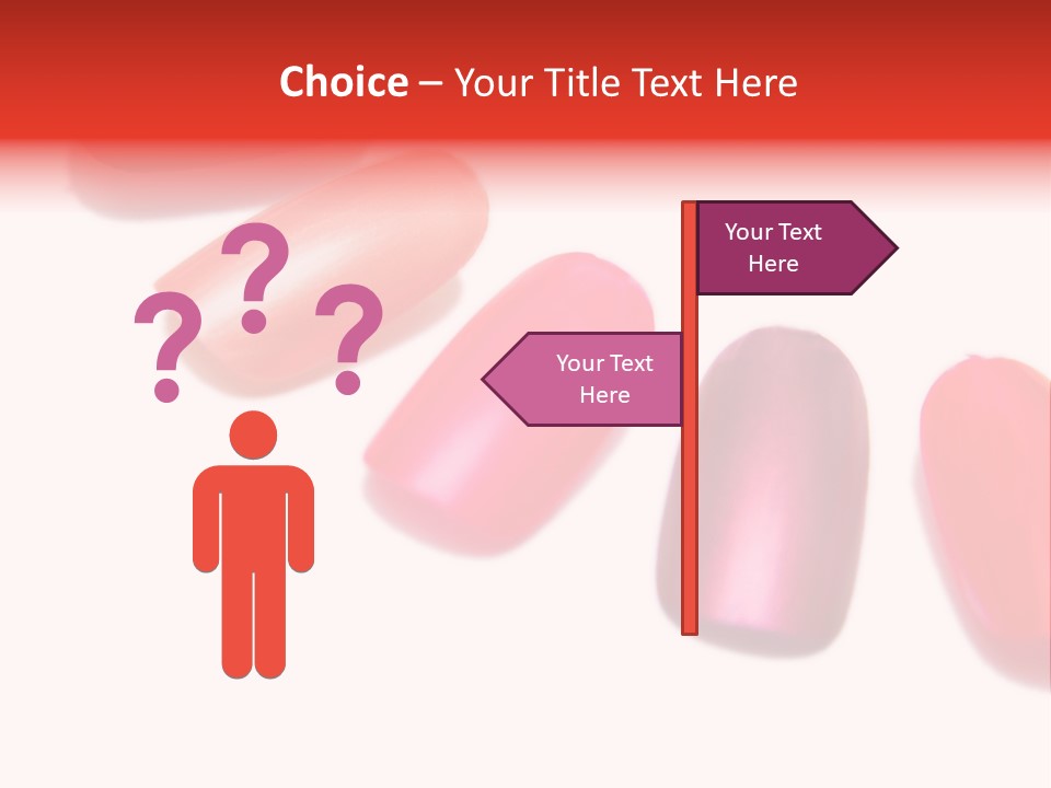 Three Different Shades Of Nail Polish On A White Background PowerPoint Template
