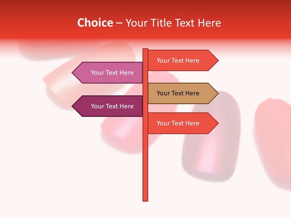 Three Different Shades Of Nail Polish On A White Background PowerPoint Template
