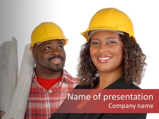 Team Of Architect And Builder In Hardhats PowerPoint Template