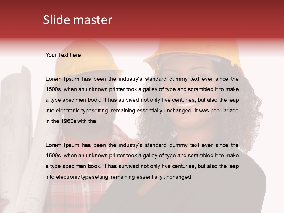 Team Of Architect And Builder In Hardhats PowerPoint Template