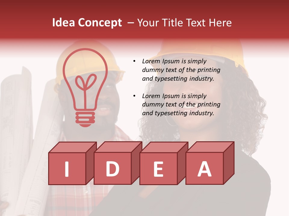 Team Of Architect And Builder In Hardhats PowerPoint Template