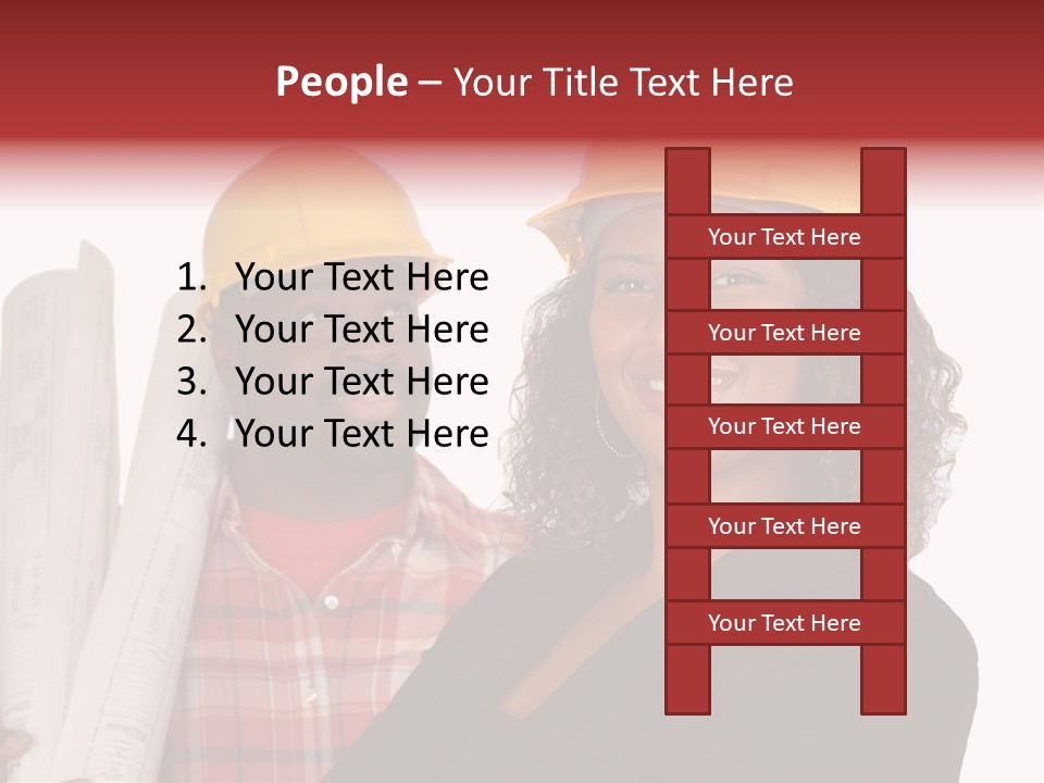 Team Of Architect And Builder In Hardhats PowerPoint Template