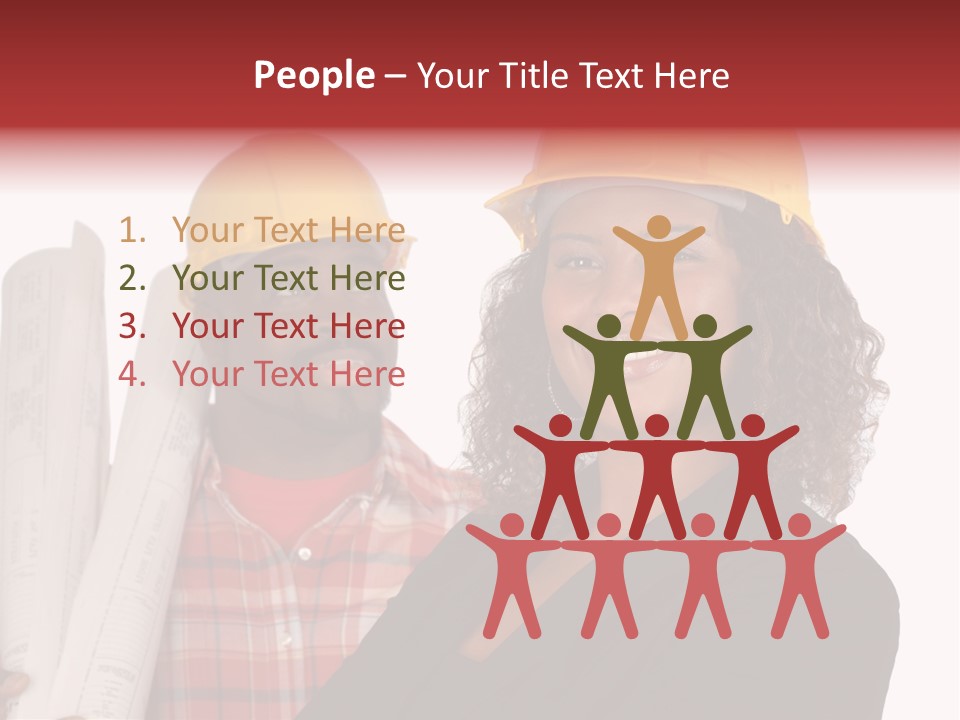 Team Of Architect And Builder In Hardhats PowerPoint Template