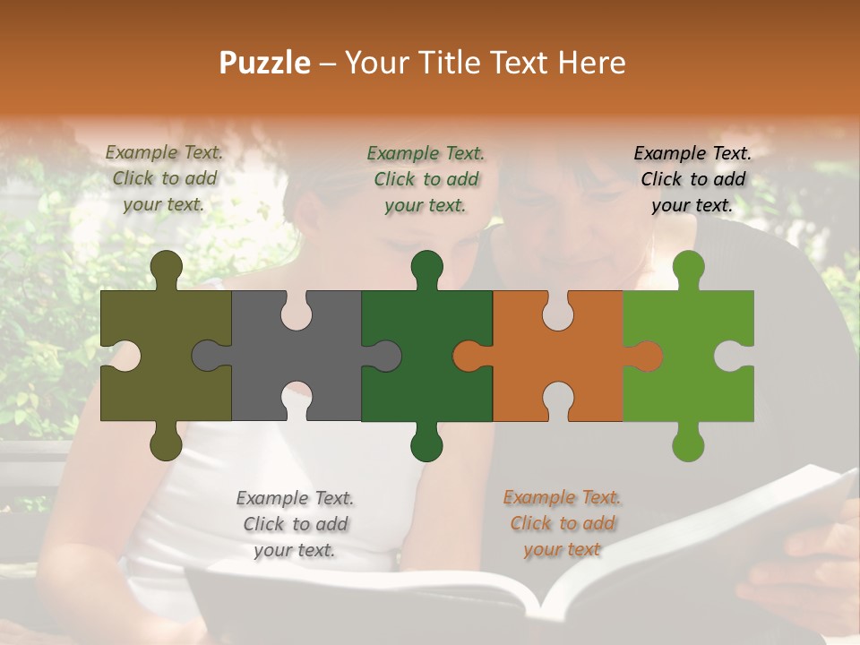 Grandmother And Granddaughter Reading A Book PowerPoint Template