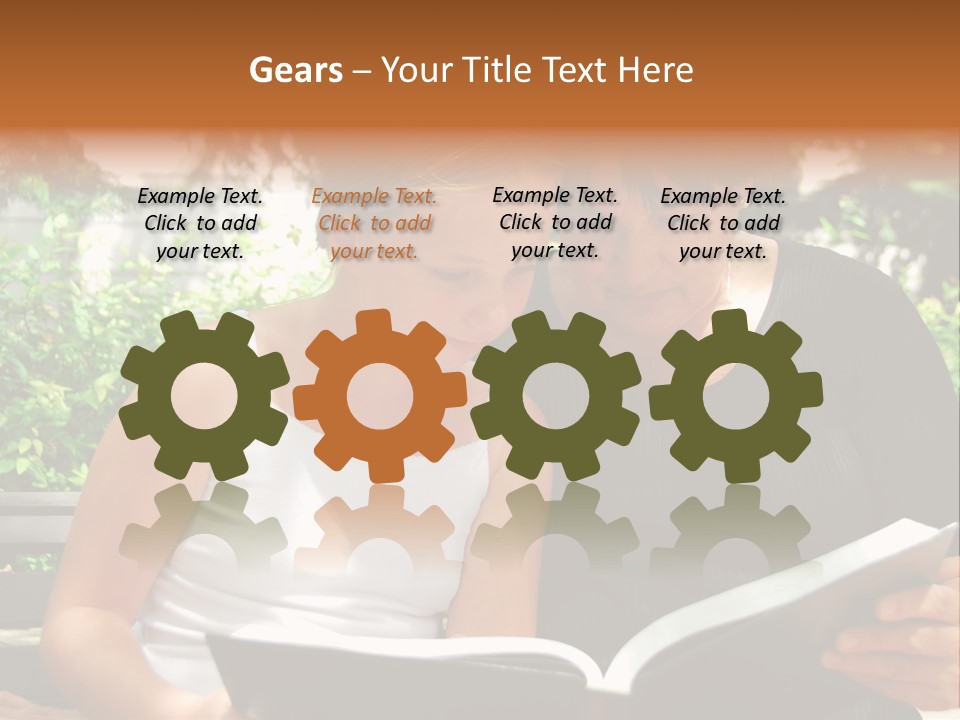 Grandmother And Granddaughter Reading A Book PowerPoint Template