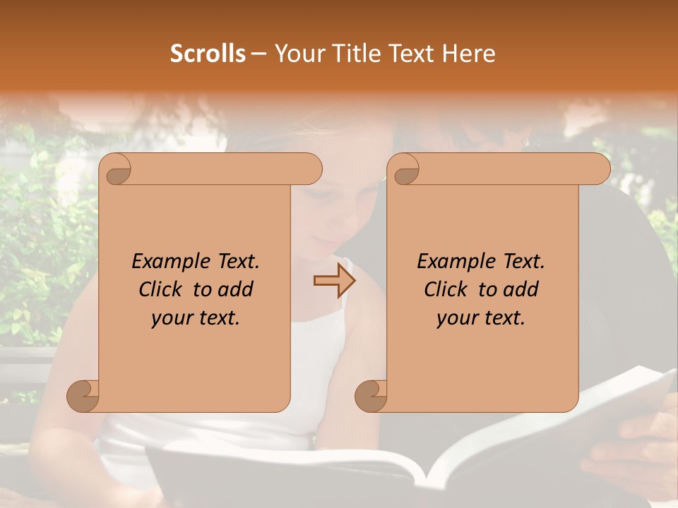Grandmother And Granddaughter Reading A Book PowerPoint Template