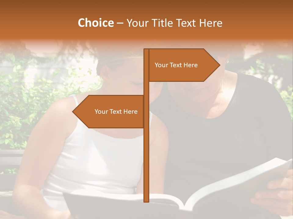 Grandmother And Granddaughter Reading A Book PowerPoint Template