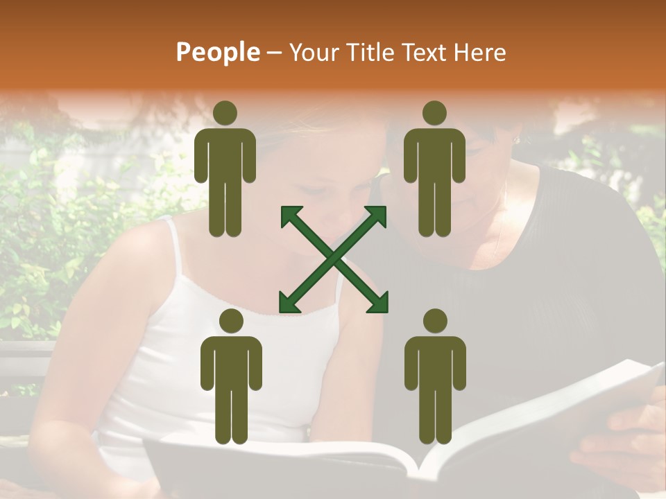 Grandmother And Granddaughter Reading A Book PowerPoint Template