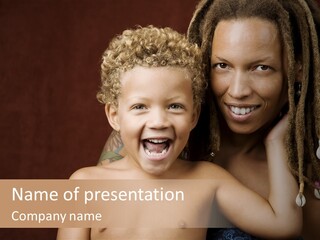 African American Mother And Biracial Son PowerPoint Template