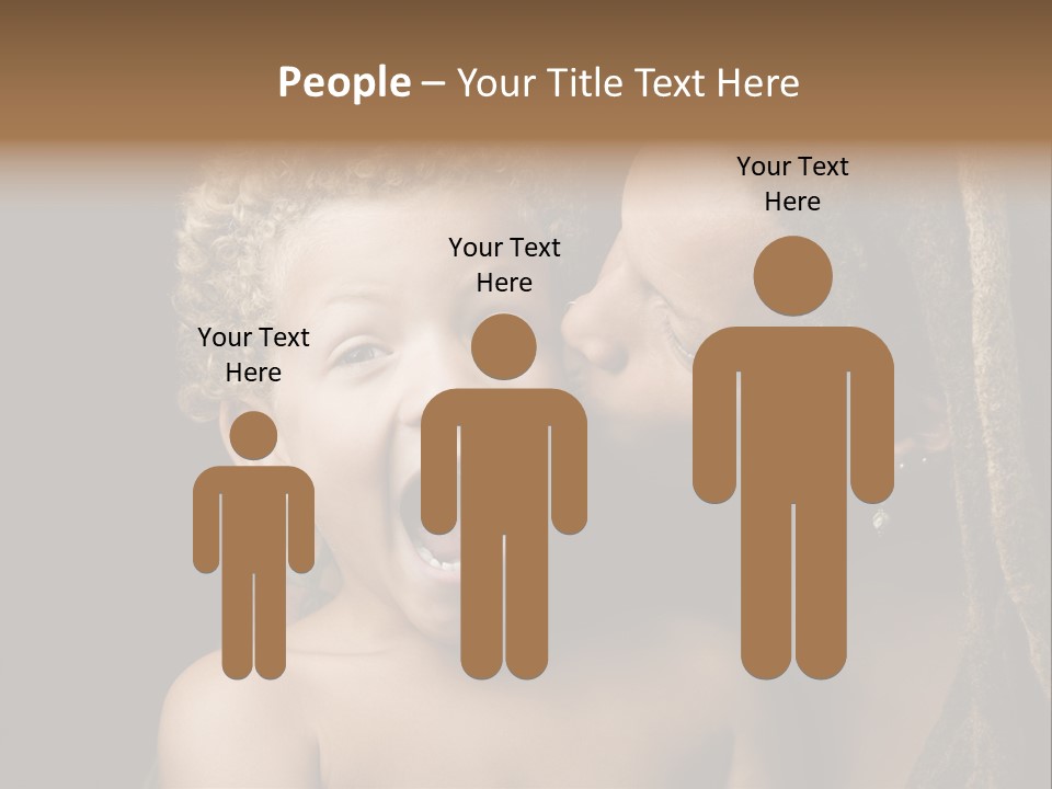 A Woman Kissing A Child With Her Mouth Open PowerPoint Template