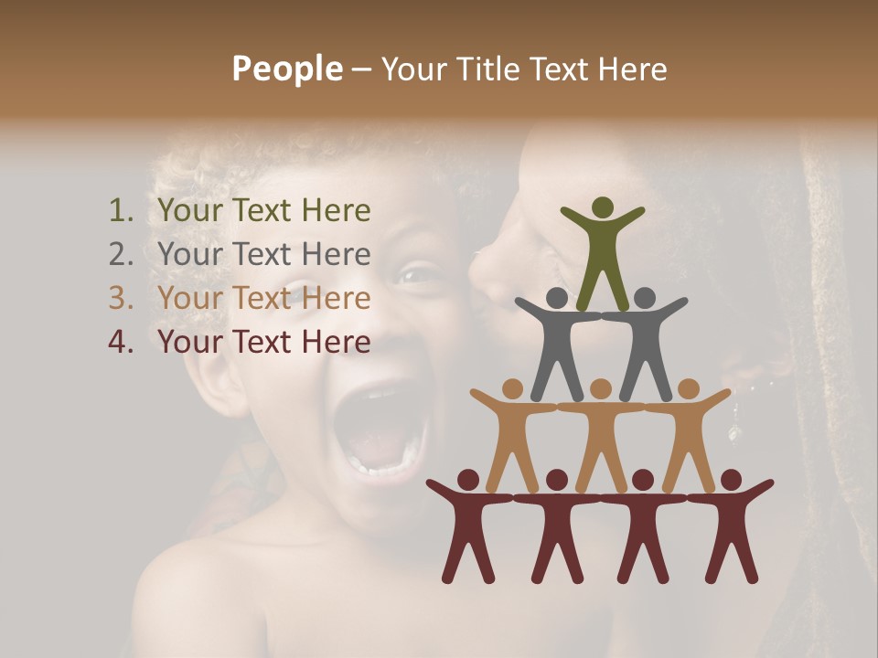 A Woman Kissing A Child With Her Mouth Open PowerPoint Template