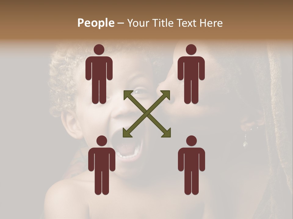 A Woman Kissing A Child With Her Mouth Open PowerPoint Template