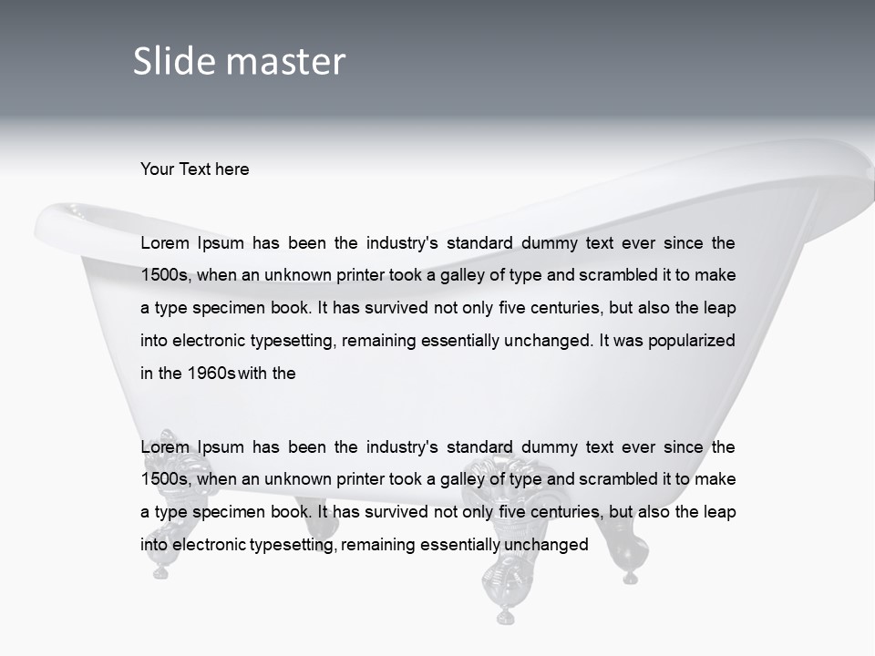 Old Style Bath Tub With Metal Legs PowerPoint Template