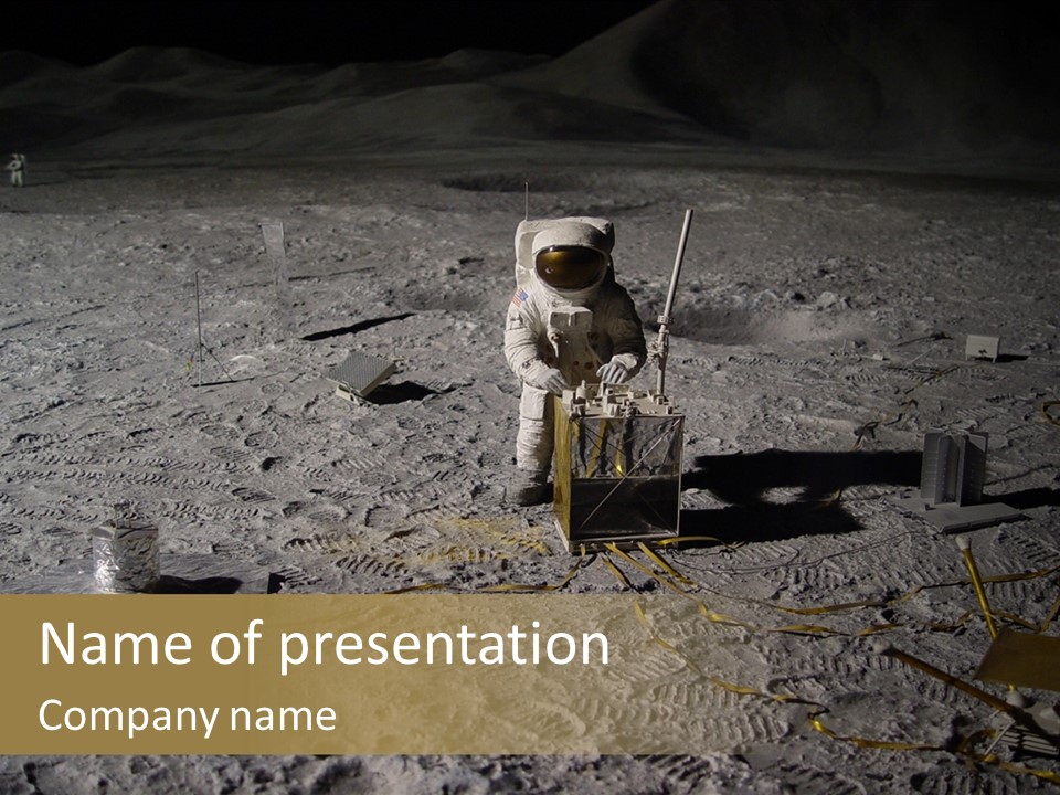 Astronaut Collecting Lunar Artifacts PowerPoint Template