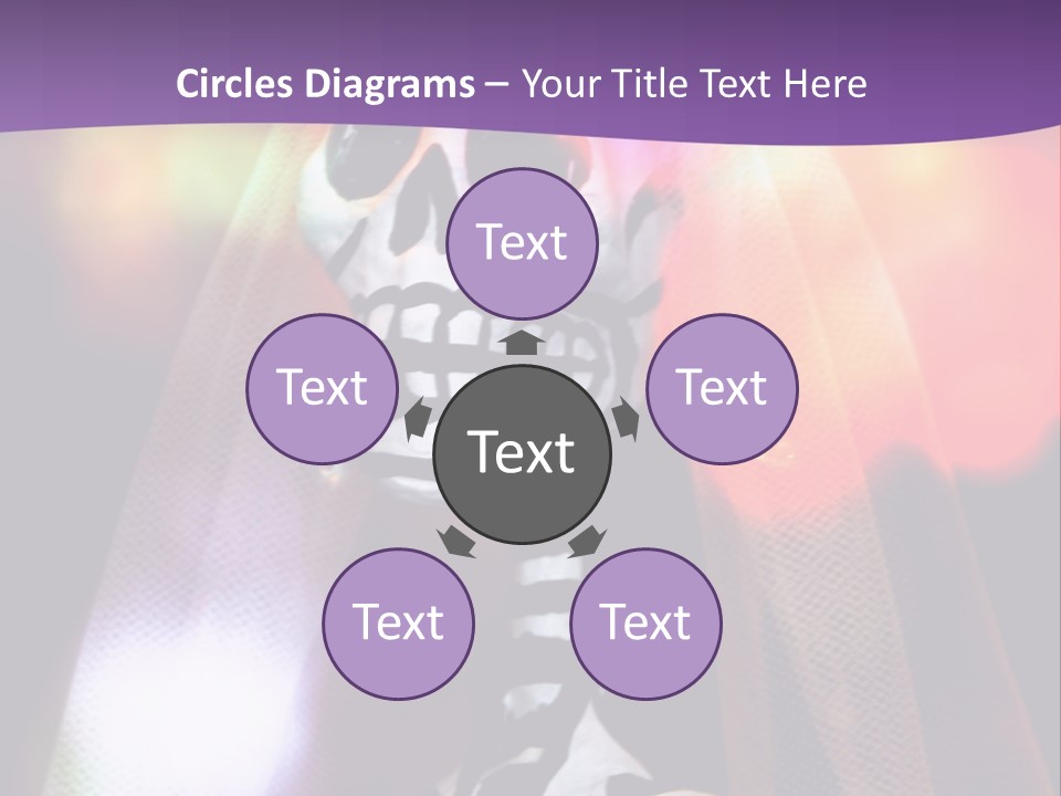 Festive Skeleton Bride And Flowers On A Colorful Background Perfect For Dia-De-Los-Muertos PowerPoint Template