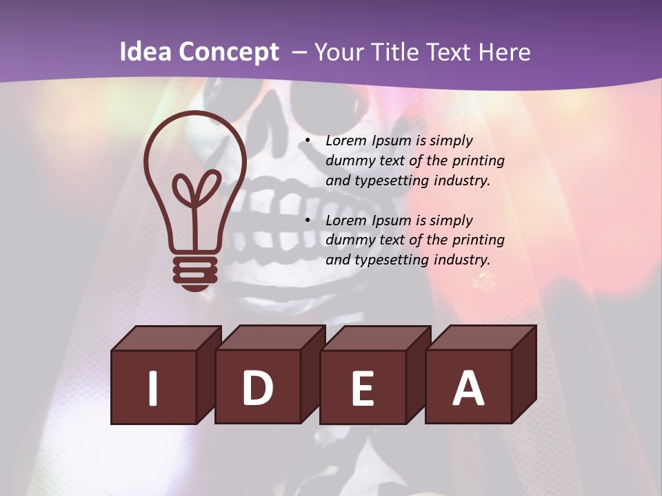 Festive Skeleton Bride And Flowers On A Colorful Background Perfect For Dia-De-Los-Muertos PowerPoint Template