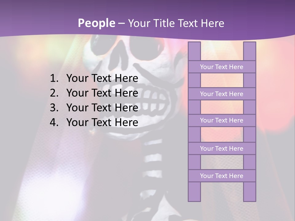 Festive Skeleton Bride And Flowers On A Colorful Background Perfect For Dia-De-Los-Muertos PowerPoint Template