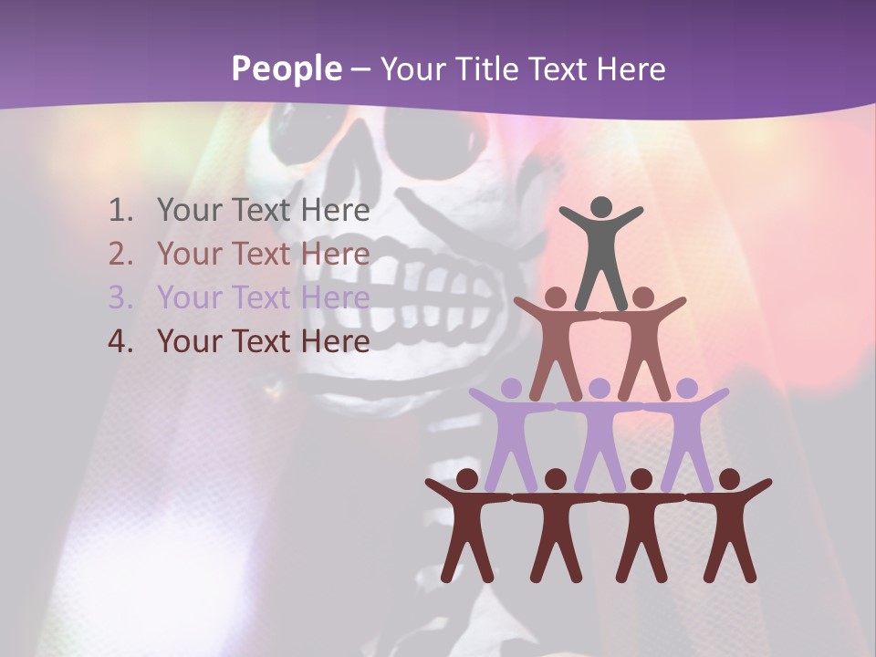 Festive Skeleton Bride And Flowers On A Colorful Background Perfect For Dia-De-Los-Muertos PowerPoint Template