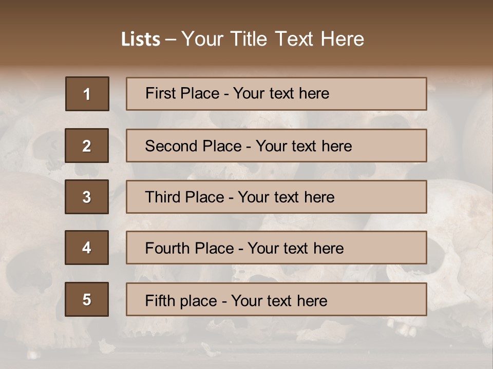 Skulls From A Mass Grave Of Khmer Rouge Victims In Choeung Ek Aka The Killing Fields Near Phnom Penh, Cambodia. PowerPoint Template