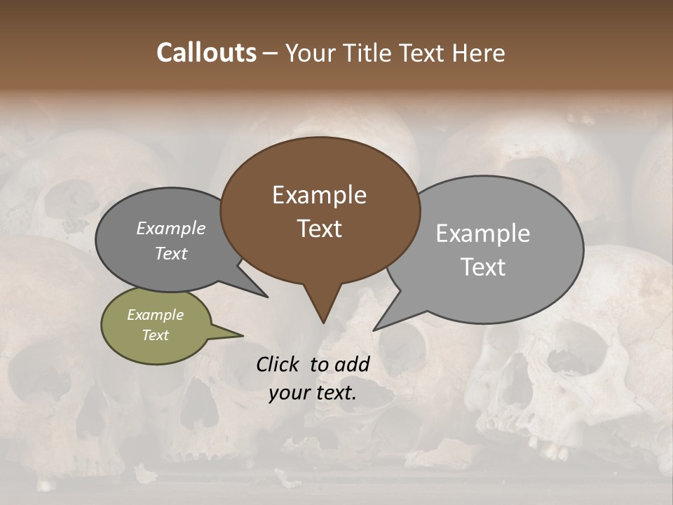Skulls From A Mass Grave Of Khmer Rouge Victims In Choeung Ek Aka The Killing Fields Near Phnom Penh, Cambodia. PowerPoint Template