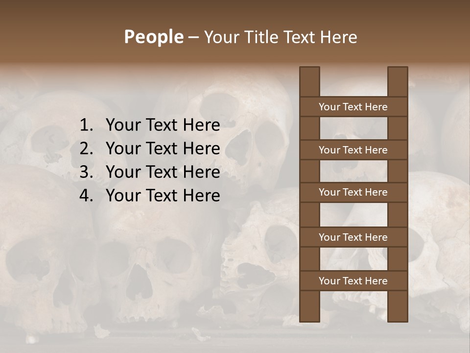 Skulls From A Mass Grave Of Khmer Rouge Victims In Choeung Ek Aka The Killing Fields Near Phnom Penh, Cambodia. PowerPoint Template