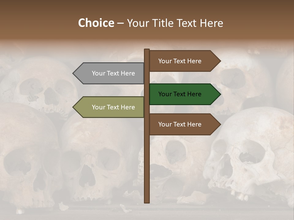Skulls From A Mass Grave Of Khmer Rouge Victims In Choeung Ek Aka The Killing Fields Near Phnom Penh, Cambodia. PowerPoint Template