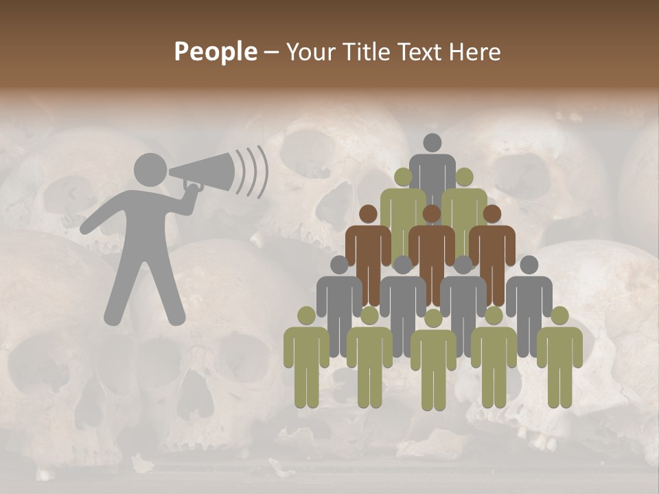 Skulls From A Mass Grave Of Khmer Rouge Victims In Choeung Ek Aka The Killing Fields Near Phnom Penh, Cambodia. PowerPoint Template