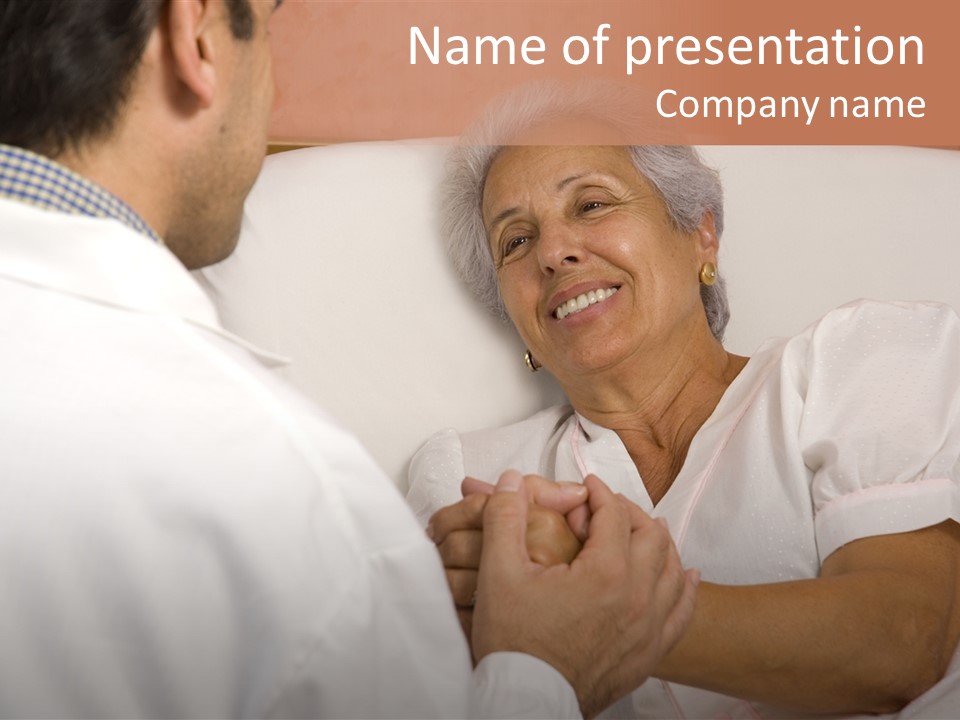 Male Doctor With Elderly Woman Patient PowerPoint Template