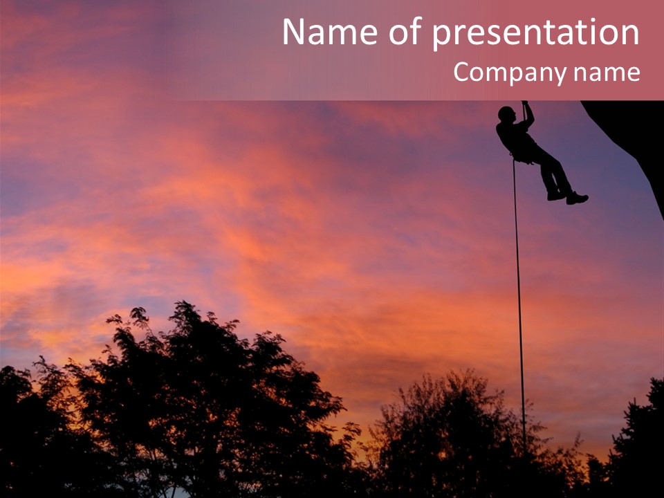 Rappelling At Dusk In Montana. PowerPoint Template