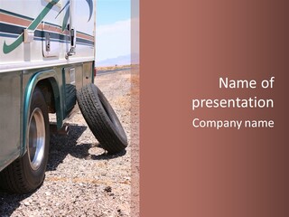 Motorhome Rv Flat In Desert PowerPoint Template