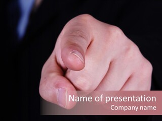 A Close Up Of Hand Pointing Towards Camera. PowerPoint Template