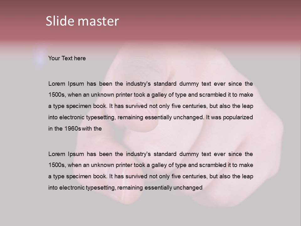 A Close Up Of Hand Pointing Towards Camera. PowerPoint Template