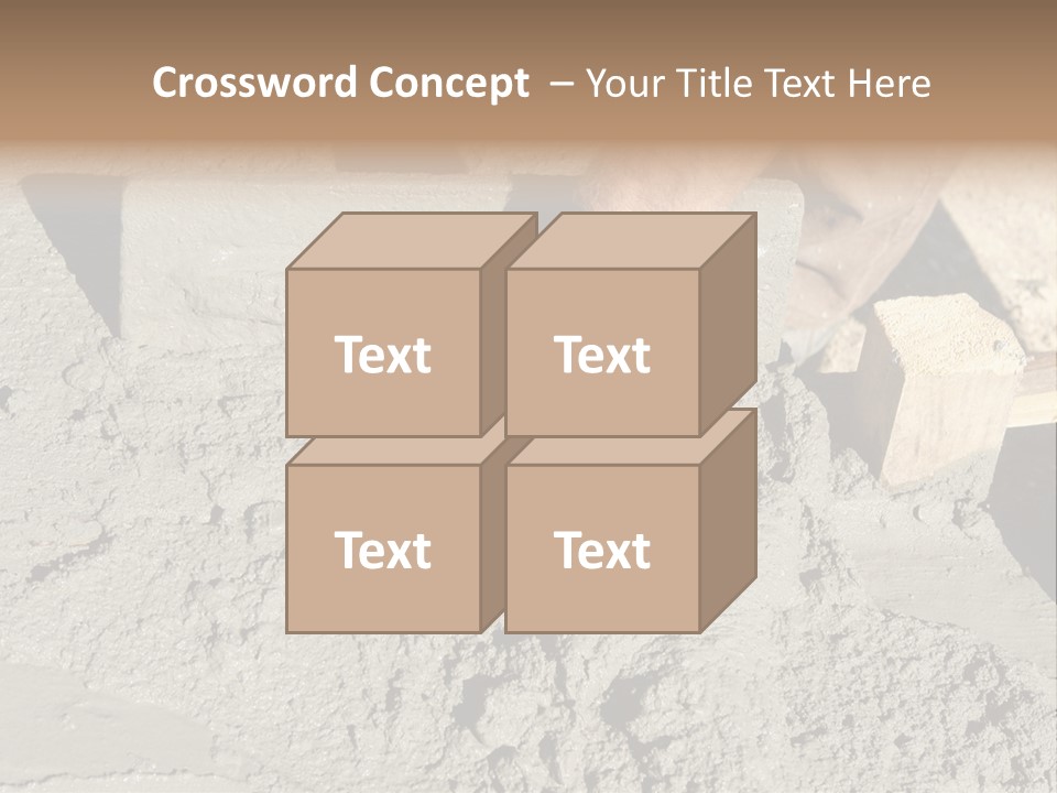 Closeup Of Mason's Hand Spreading Concrete Mix With Trowel In Foundation Shuttering PowerPoint Template